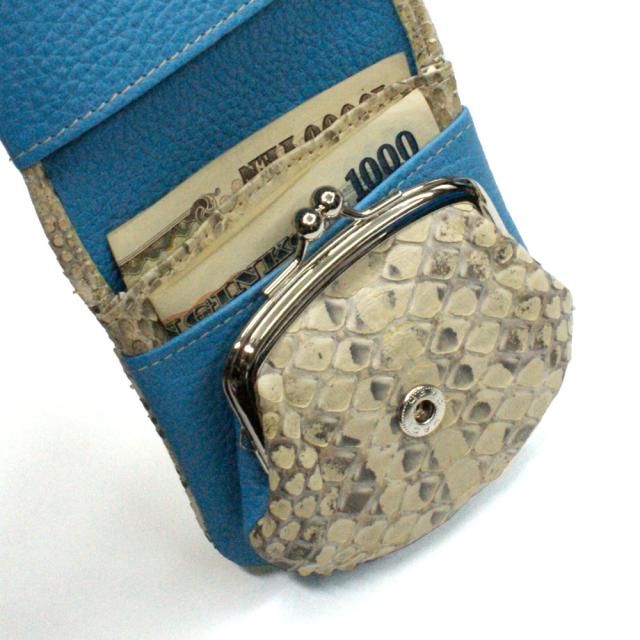 がま口 財布 パイソン 蛇 ヘビ 牛革 口金 袋縫い マットの通販はau PAY