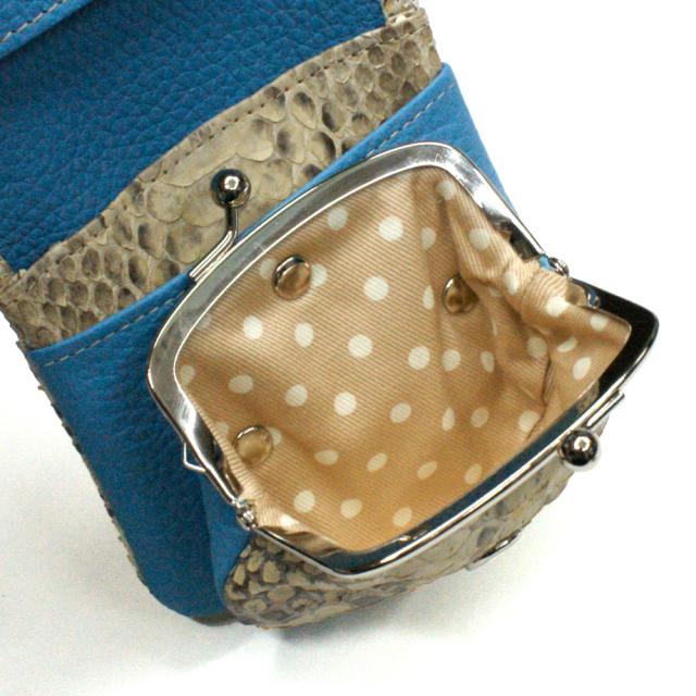 がま口 財布 パイソン 蛇 ヘビ 牛革 口金 袋縫い マットの通販はau PAY