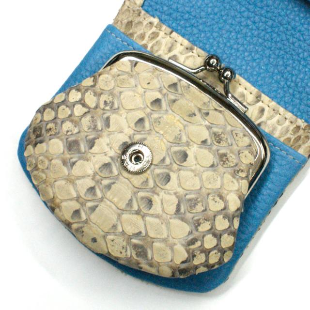 がま口 財布 パイソン 蛇 ヘビ 牛革 口金 袋縫い マットの通販はau PAY