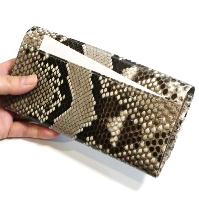 長財布 がま口 かぶせ レディース 本革 パイソン ヘビ革 (P14