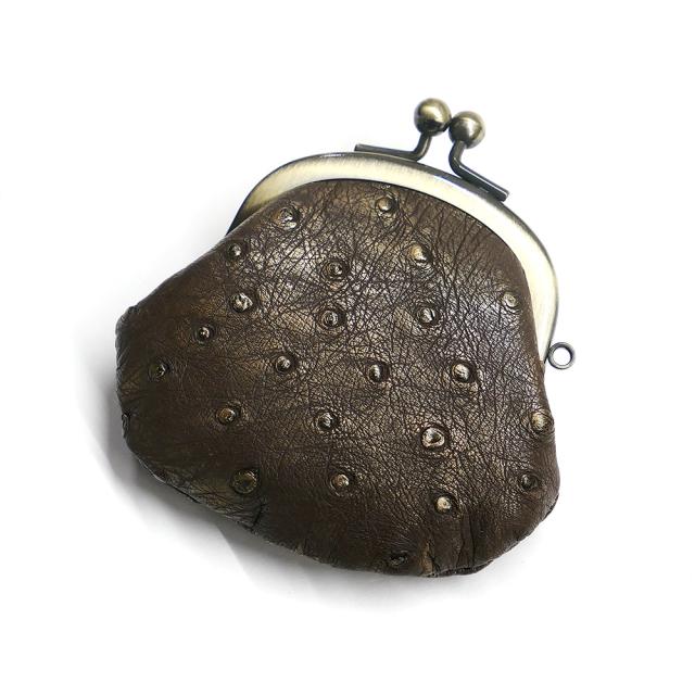 ケース がま口 レディース メンズ コンパクト ミニがま mini 小さい 小銭入れ がま口財布 駝鳥革 オーストリッチレザー 本革 レザー 財布 日本製 ラグジュアリー