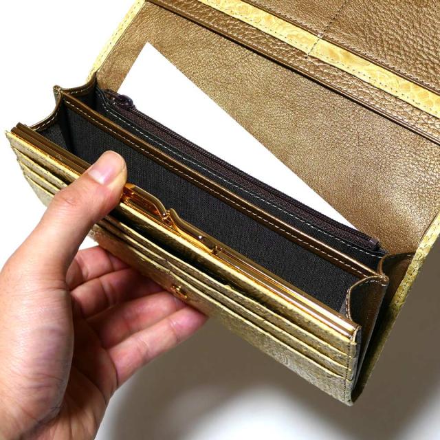 パイソン 財布 がま口 長財布 がま口財布 かぶせ レディース 本革 ダイヤモンドパイソン ヘビ革 蛇革 へび革 ペイズリー ２_4