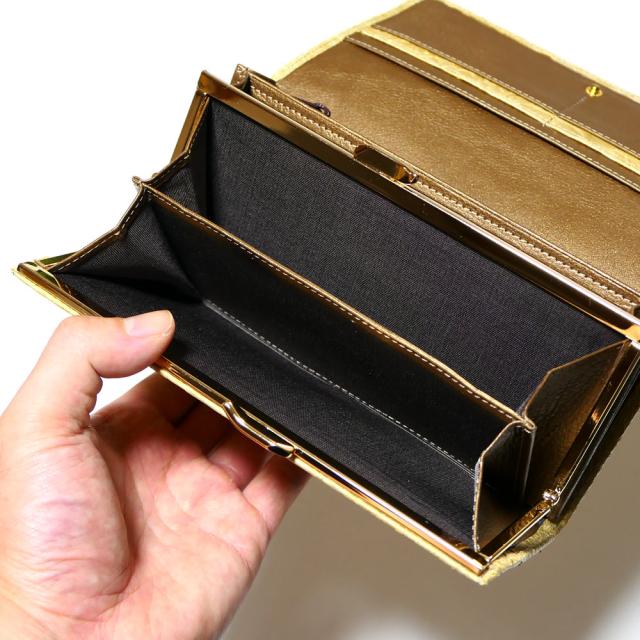 パイソン 財布 がま口 長財布 がま口財布 かぶせ レディース 本革 ダイヤモンドパイソン ヘビ革 蛇革 へび革 ペイズリー ２_5