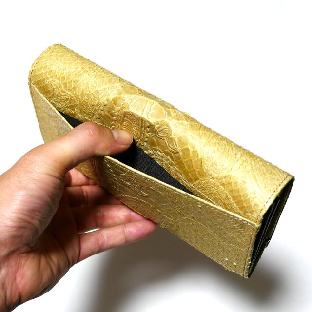 パイソン 財布 がま口 長財布 がま口財布 かぶせ レディース 本革 ダイヤモンドパイソン ヘビ革 蛇革 へび革 ペイズリー ２_6