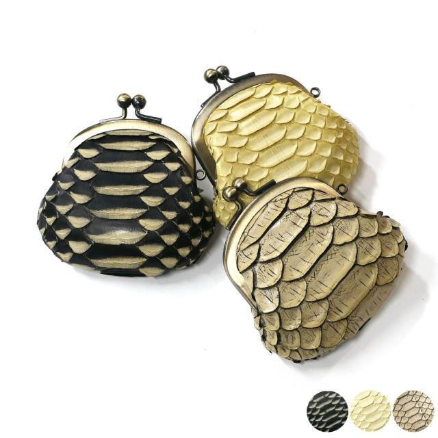 ケース がま口 レディース コンパクト mini 小さい 小銭入れ がま口財布 パイソン 蛇革 ヘビ革 本革 レザー 財布 さいふ 日本製 ゼブラ