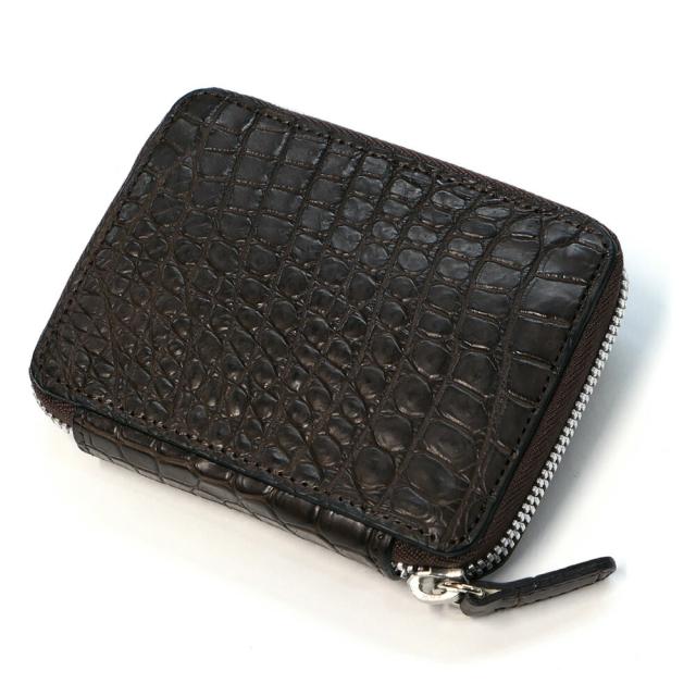 カードケース ラウンドファスナー 本革 クロコダイル マット じゃばら
