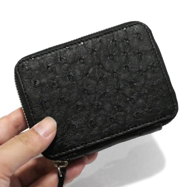 カードケース ラウンドファスナー 本革 オーストリッチ ダチョウ革 じゃばら式 大容量 メンズ レディース スマート ICカード クレジット 名刺入れ ギフト プレゼント カードケース ラウンドファスナー 本革 オーストリッチ ダチョウ革