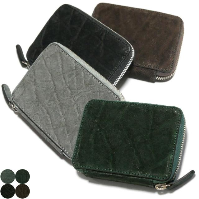 カードケース ラウンドファスナー 本革 象革 エレファントレザー じゃばら式 大容量 メンズ レディース スマート ICカード クレジット 名刺入れ ギフト プレゼント