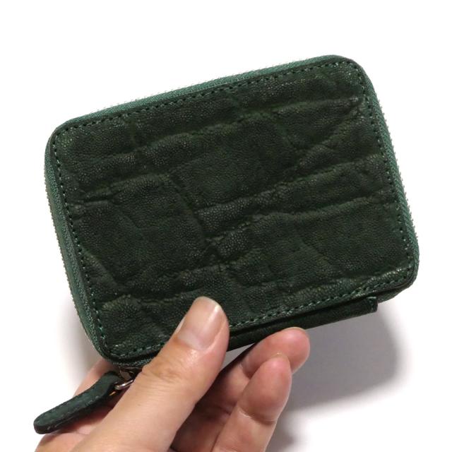 カードケース ラウンドファスナー 本革 象革 エレファントレザー