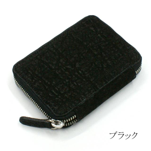 カードケース ラウンドファスナー 本革 象革 エレファントレザー