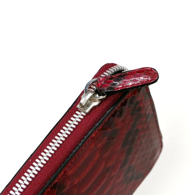 カードケース ラウンドファスナー 本革 パイソン グレージング レッド じゃばら式 大容量 メンズ レディース スマート ICカード クレジット 名刺入れ ギフト プレゼント カードケース ラウンドファスナー 本革 パイソン グレージング レッド