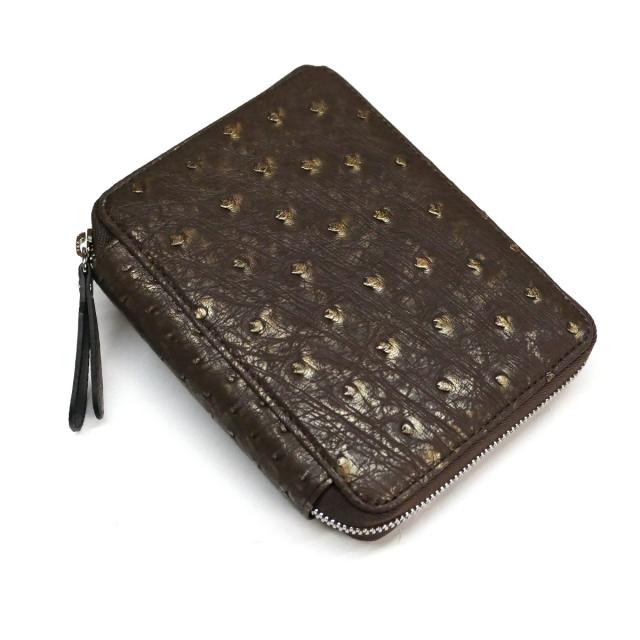 パスポートケース ファスナーカードケース カード入れ 本革 ダチョウ革