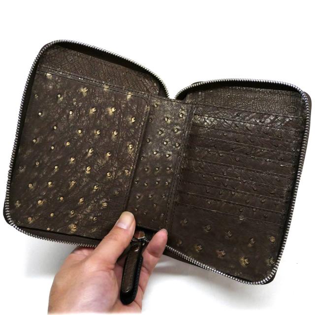 パスポートケース ファスナーカードケース カード入れ 本革 ダチョウ革 オースト オーストリッチ革 ラグジュアリー パスポートケース ファスナーカードケース カード入れ 本革 ダチョウ革