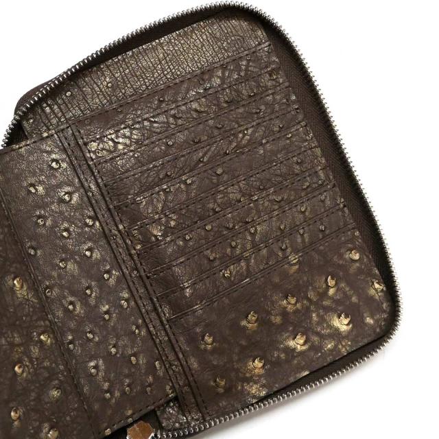 パスポートケース ファスナーカードケース カード入れ 本革 ダチョウ革