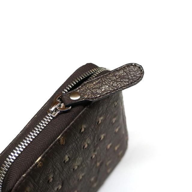 パスポートケース ファスナーカードケース カード入れ 本革 ダチョウ革