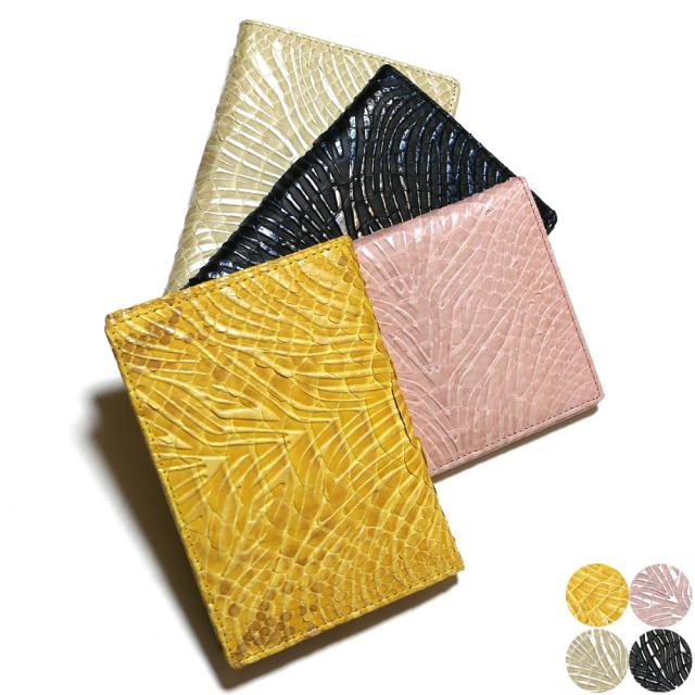 カードケース カード入れ 薄型 大容量 ダイヤモンド パイソン 蛇 ヘビ ウェーブ型押し仕上げ