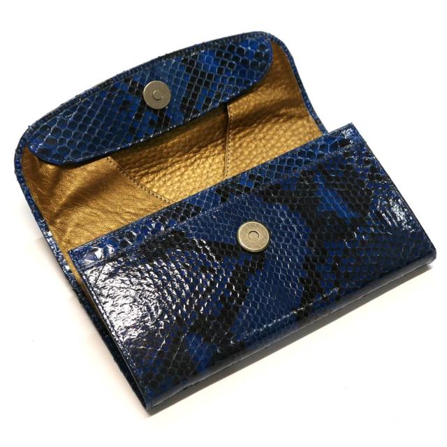 パイソン 財布 長財布 がま口 かぶせ レディース 本革 ヘビ革