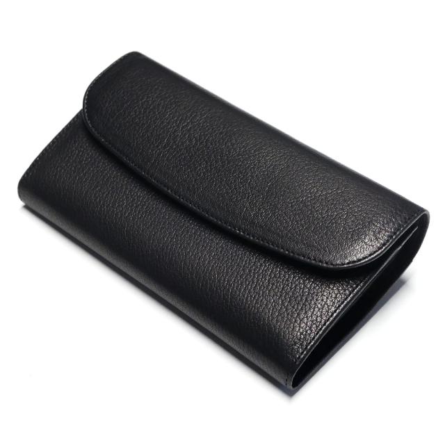 長財布 ギャルソン財布 財布 長札 サイフ さいふ  ウォレット オープンマチ付 大容量 本革 鹿革 シカ革 ディアレザー オイル ブラック