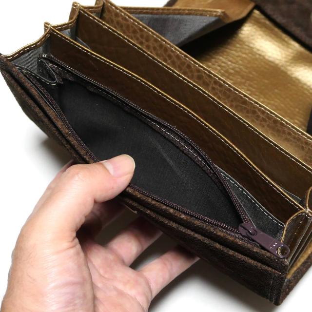 ギャルソン長財布 ギャルソン財布 長財布 本革 メンズ レディース オープンマチ付 大容量 / エレファントレザー ゾウ革_7