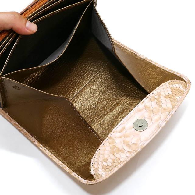 ギャルソン長財布 パイソン 財布 オープンマチ収納 パイソン革 ヘビ革 ダイヤモンドパイソン革 ハーフブリーチ 2_5
