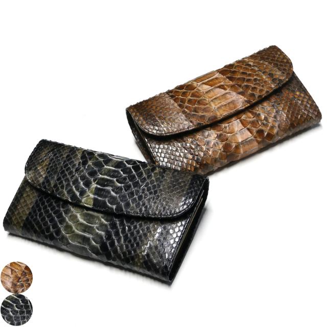 長財布 ギャルソン オープンマチ付 大容量 / レディース メンズ / 本革 パイソン革 蛇革 ヘビ革ダイヤモンドパイソン /ハードシェード2