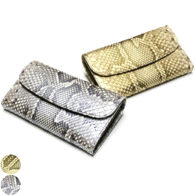 ギャルソン財布  ギャルソン長財布 オープンマチ付 大容量 パイソン革 蛇革 ヘビ革  モラレスパイソン革  パール