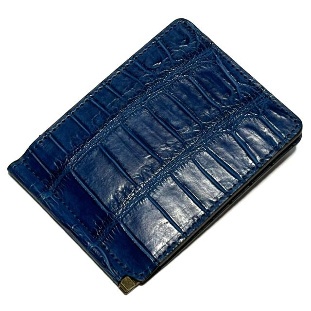 札ばさみ マネークリップ メンズ レディース 本革 クロコダイル 藍染