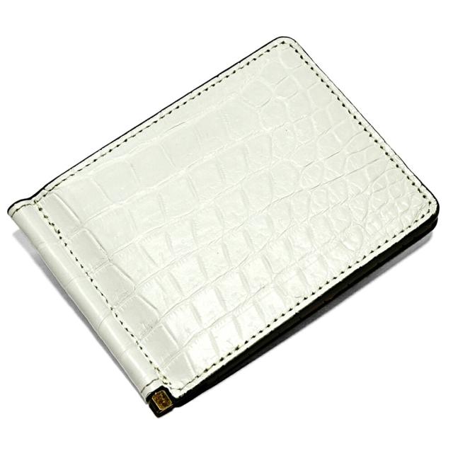 札ばさみ マネークリップ メンズ レディース 本革 クロコダイル ブリリアントホワイト 札ばさみ マネークリップ メンズ レディース 本革 クロコダイル