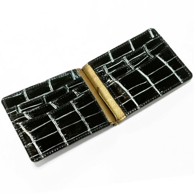 札ばさみ マネークリップ メンズ レディース 本革 クロコダイル グレージング バリバー