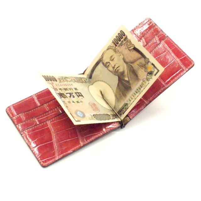 札ばさみ マネークリップ メンズ レディース 薄型 クロコダイル革 ワニ