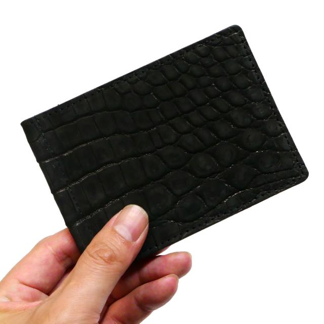 札ばさみ マネークリップ 薄型 本革 無双仕様 クロコダイル革 ワニ革 わに革 鰐革 ヌバック ２_5