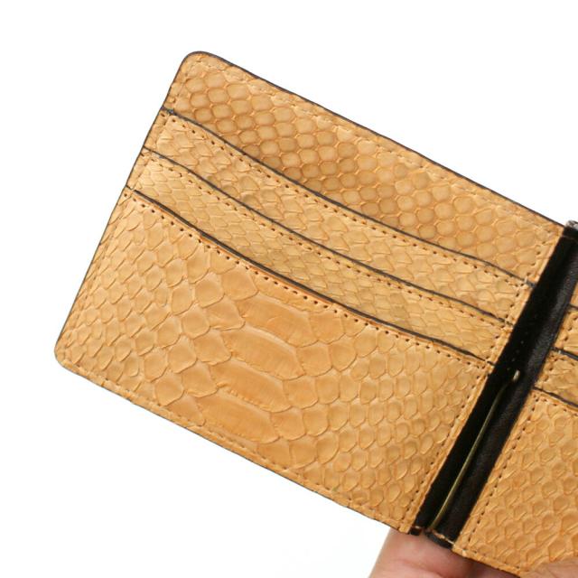 【本革パイソン・特注オーダー品】　◆パイソン　マネークリップ　折り財布　①◆ 開運祈願 ダイヤモンドパイソン マネークリップ 金運 財運 開運