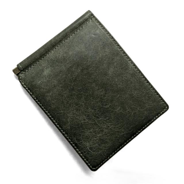 マネークリップ財布ターコイズ手縫い仕立て マルゴー イタリアンレザー