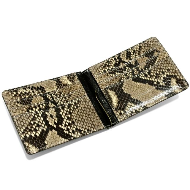 札ばさみ パイソン 財布 マネークリップ / メンズ レディース / 豚革 ・ グレージング