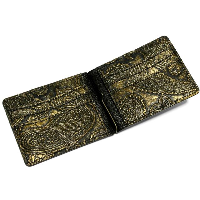 札ばさみ パイソン 財布 マネークリップ / メンズ レディース / 豚革 ・ ペイズリー