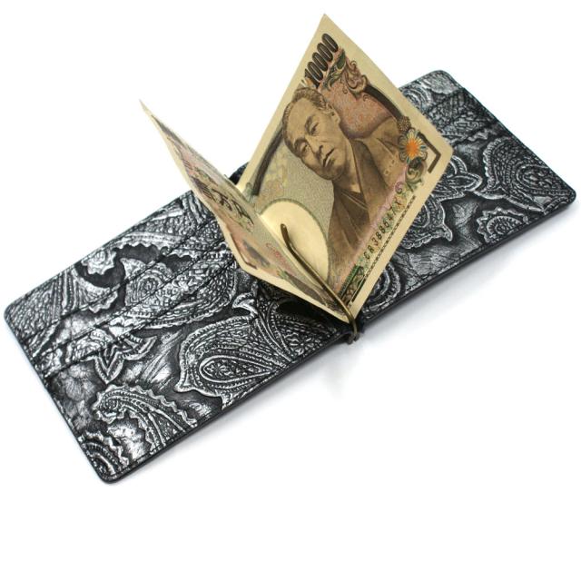 札ばさみ マネークリップ 財布 折り財布 サイフ さいふ メンズ レディース 薄型 蛇革 パイソン革 ヘビ革 無双仕様 カード収納 ウェーブ ベージュ マネークリップ 札ばさみ 財布 メンズ 本革 flatII フラット