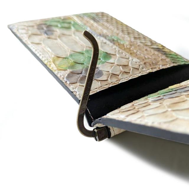 札ばさみ マネークリップ 薄型 財布 メンズ レディース 本革 パイソン