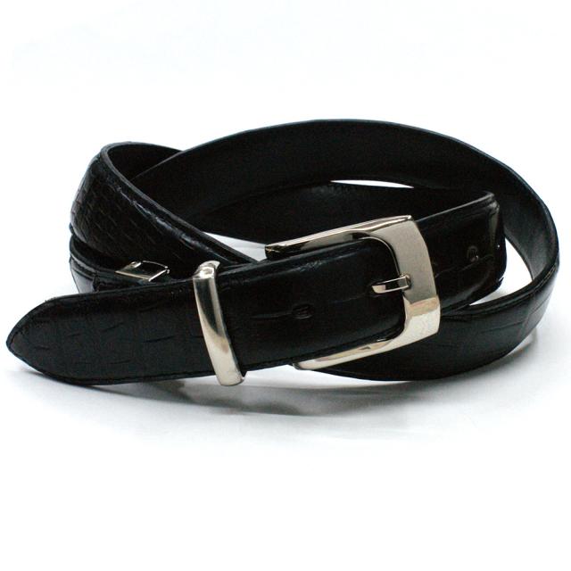 ベルト 3.5cm幅 レザーベルト メンズベルト / 本革 クロコダイル革 ブラック