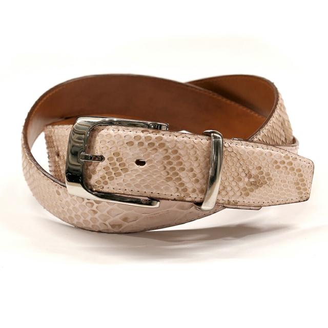 ベルト レディース 本革 4cm幅 パイソン革 ヘビ革　栃木レザー 牛革 日本製 ハーフブリーチ ピンク