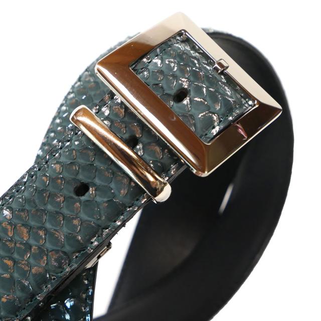 ベルト レザーベルト 4cm幅 スクエアー 四角 バックル パイソン革 ヘビ