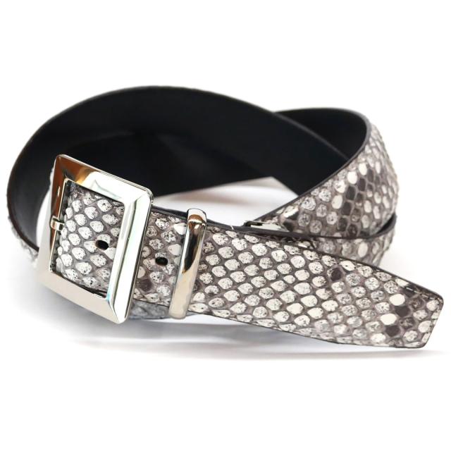ベルト 本革 ダイヤモンド パイソン ヘビ 蛇 へび 牛革 ３.５cm幅 ラスター チョコ 日本製 蛇革 くるみバックル ベルト パイソン ニシキヘビ ナチュラルカラー 本革 紳士ベルト シンプル 3839