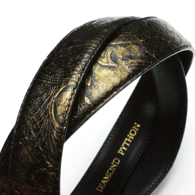 ベルト レザー ベルト パイソン革 蛇革 ヘビ革 3.5cm幅 栃木レザー