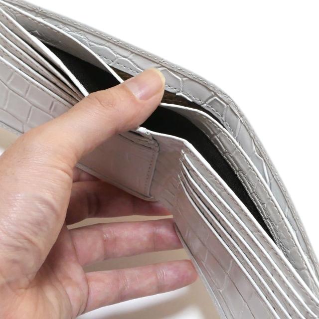 財布 折り財布 小銭入れなし 本革 クロコダイル革 ワニ革 ブリリアントホワイト_5
