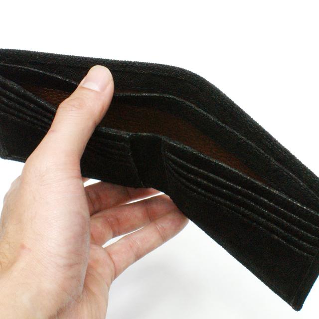 財布 折り財布 二つ折り財布 エレファントレザー 本革 象革 無双 革 レザー 純札 無双仕様 小銭入れなし カード収納 サイフ さいふ 札入れ メンズ財布 本革財布 黒 ブラック_4