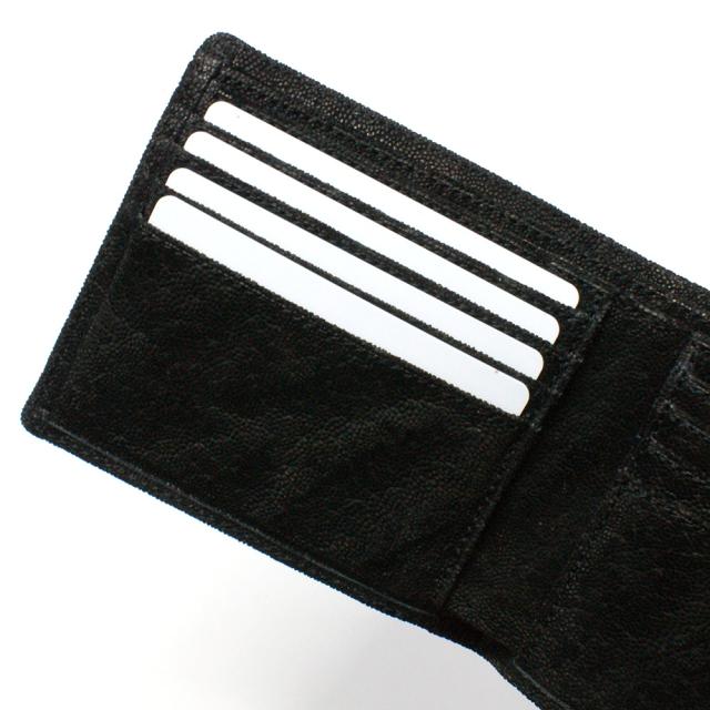 財布 折り財布 二つ折り財布 エレファントレザー 本革 象革 無双 革 レザー 純札 無双仕様 小銭入れなし カード収納 サイフ さいふ 札入れ メンズ財布 本革財布 黒 ブラック_5