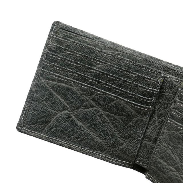 財布 折り財布 二つ折り財布 エレファントレザー 本革 象革 無双 革 レザー 純札 無双仕様 小銭入れなし カード収納 サイフ さいふ 札入れ メンズ財布 本革財布 グレー_5