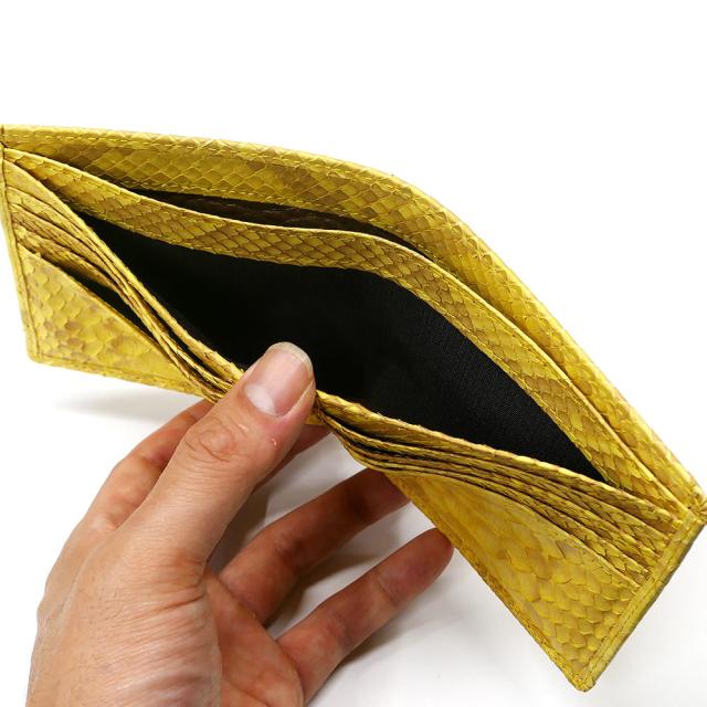 財布 レディース 二つ折り 本革 折り財布 小銭入れ無し 純札 蛇革 パイソン 小銭入れなし カード収納 サイフ さいふ 札入れ メンズ財布 本革 ハーフブリーチ_4