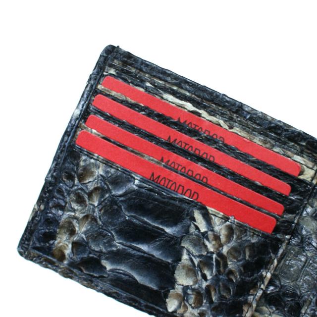 財布 二つ折り財布 折り財布 小銭入れ無し パイソン 蛇革 純札 無双仕様 カード収納 サイフ さいふ 札入れ メンズ財布 本革財布 日本製 黒 ハードシェード ブラック_5
