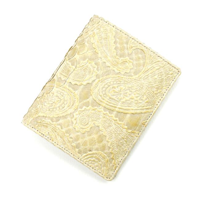 蛇革財布 財布 二つ折り財布 折り財布 小銭入れ無し カード収納 メンズ財布 パイソン革 蛇革 サイフ さいふ 札入れ 本革財布 日本製 ペイズリー柄 ゴールド_6