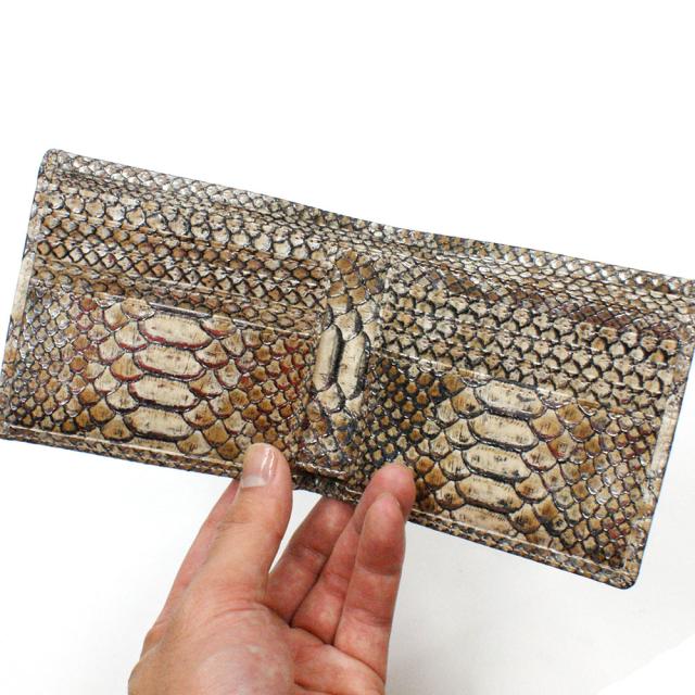 蛇革財布 財布 メンズ レディース 本革 二つ折り 折り財布 純札 小銭